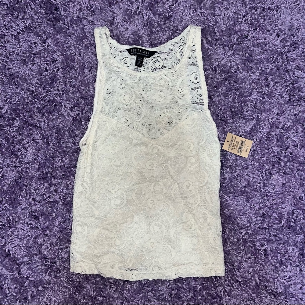 american eagle outfitters white lace top